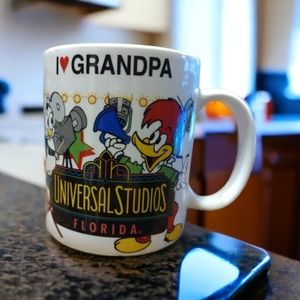 1996 Universal Studios Florida I Heart Grandpa Coffee Mug Woody Woodpecker